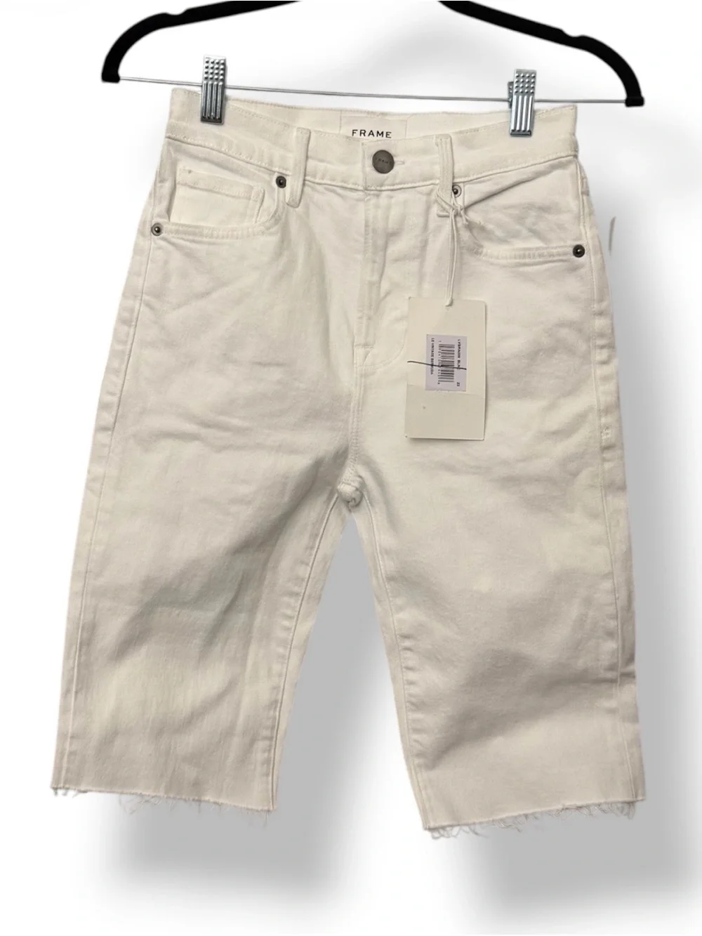 FRAME Le Vintage Bermuda Jean Shorts White